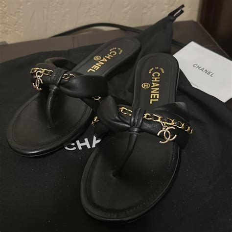 chanel flip flops sale|Chanel flip flops with chain.